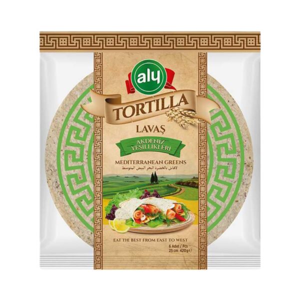 Aly Tortilla Lavaş Akdeniz Yeşillikle 25 Cm 6'lı 420 Gr